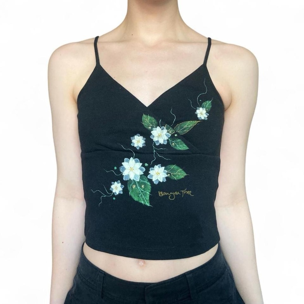 Black Floral Spaghetti Strap Top